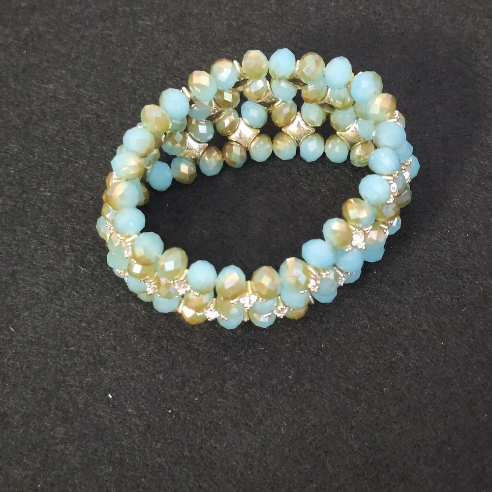 Thick Flexible Rhinestone Beaded Bracelet‎ - Costume Jewelry - Picture 2 of 3